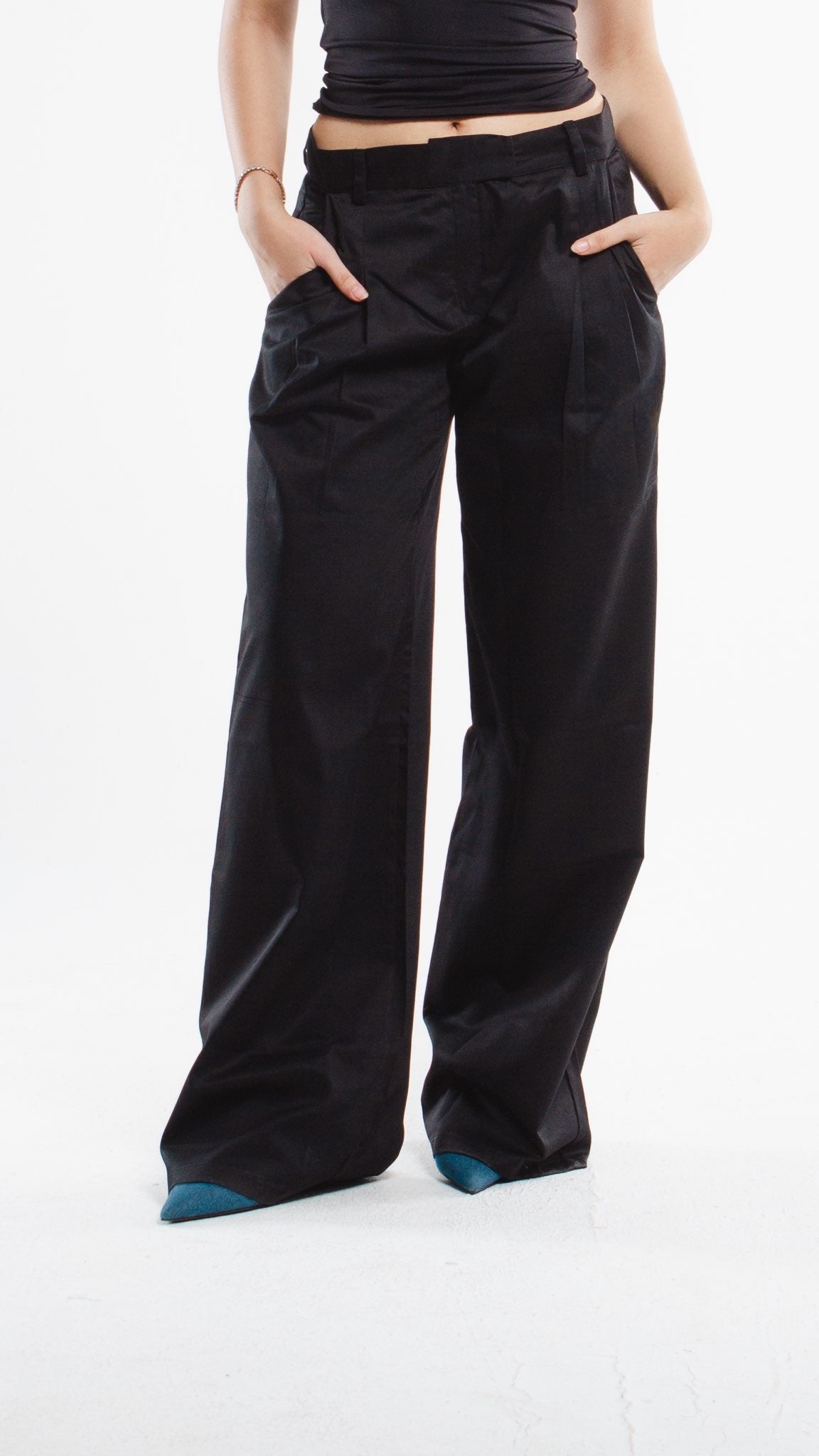 black tailored pants